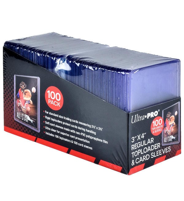 Ultra Pro 100 x Regular Toploader 3" x 4" + 100 Soft Sleeves